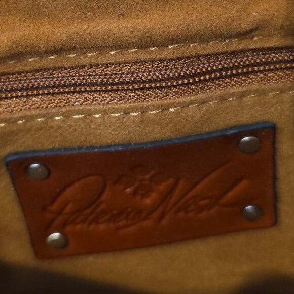 Patricia Nash Top Handle Satchel Yoeky Colorblock British Black Tan Leather - Picture 8 of 11